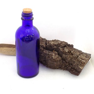 Witches potion bottle, Dark Blue with cork, potion bottle, Glass bottle, altar decor, witchcraft, offering vessel, vintage bottle