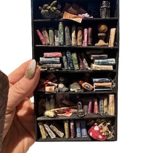 Witches Mini Diorama bookshelf, bookcase, altar décor, mini bookshelf. shelf diorama