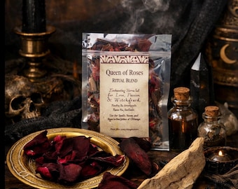 Deep Red Rose Dried Rose Petals, Wicca, alter magic, Cauldron, Greenwich, Witchcraft, Hedge Witch, Spell work, Spells, Ingredients
