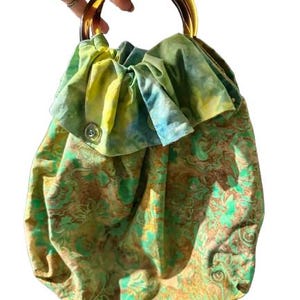Sac de sorcière cousu main, respectueux de l'environnement, teintes vertes naturelles, sac à main,