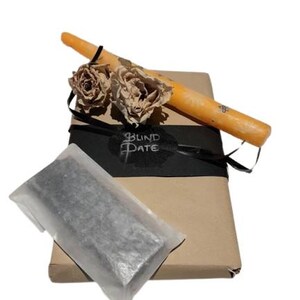 Witchy blind date night, mystery book, mystic wax melt, candle A date with a book, Wiccan, Pagan, blind date