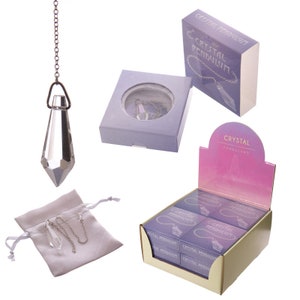 Crystal Pendulum with Gift Pouch and Box, pendulum divination. witchcraft, pendulum, divination tool, witchcraft, divination, meditation