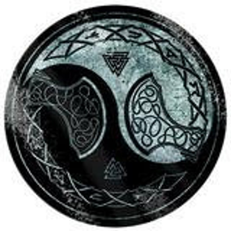 Glass board - Viking Ying/Yang Circular Glass Chopping Board, witches kitchen, home decor, chopping board, glass chopping board, pagan image 2