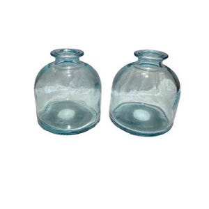 Set of 2 Blue hand blown Glass bottles, apothecary, witch bottles, witchcraft, wiccan, glass,spell bottle, decorated