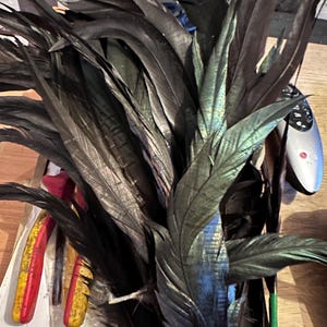 Natural Black feathers,  smudging feather,  Ceremony Work, ritual tool, rooster feathers set of 5