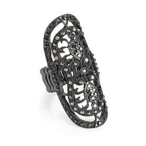Witches Black ring, Large elasticated ring, black and silver rhinestone, witch ring, wiccan, pagan, Wizard,