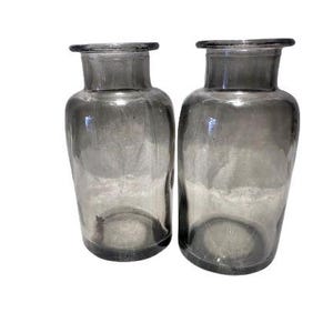 2er Set Schwarze mundgeblasene Glasflaschen, Apothekerflaschen, Hexenflaschen, Hexerei, Wicca, Glas, Zauberflasche, dekoriert