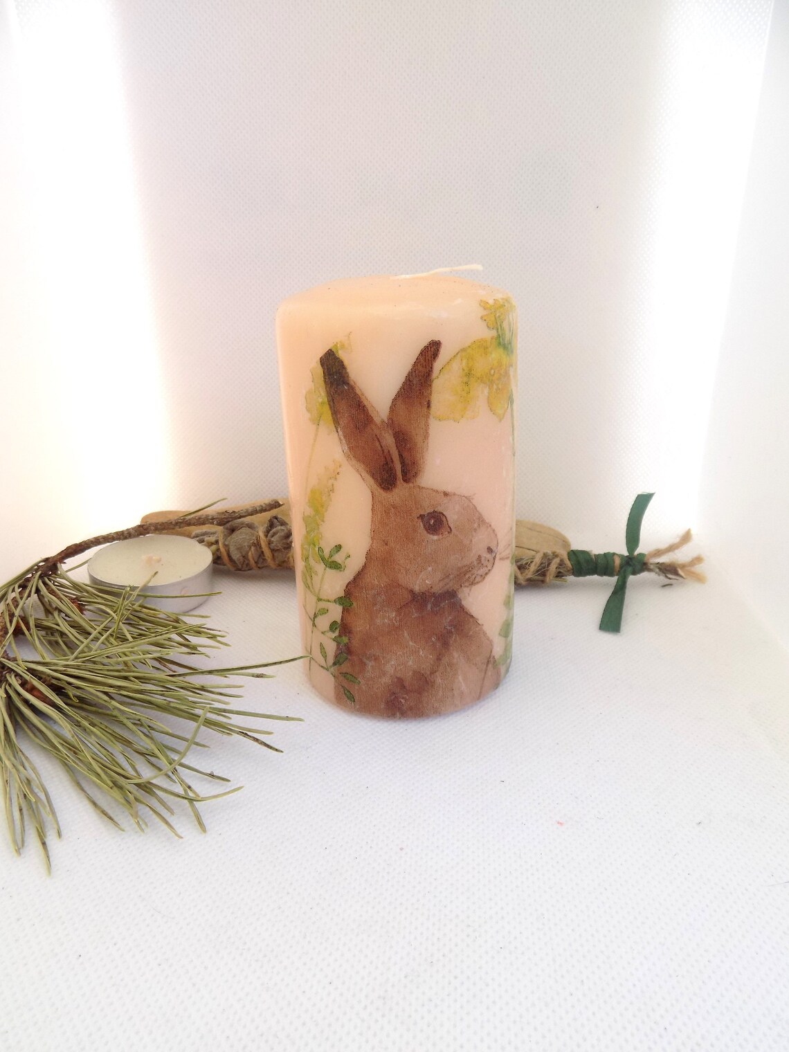 Hare Rabbit Pillar Candle Altar Candle Home Decor Pillar Etsy UK