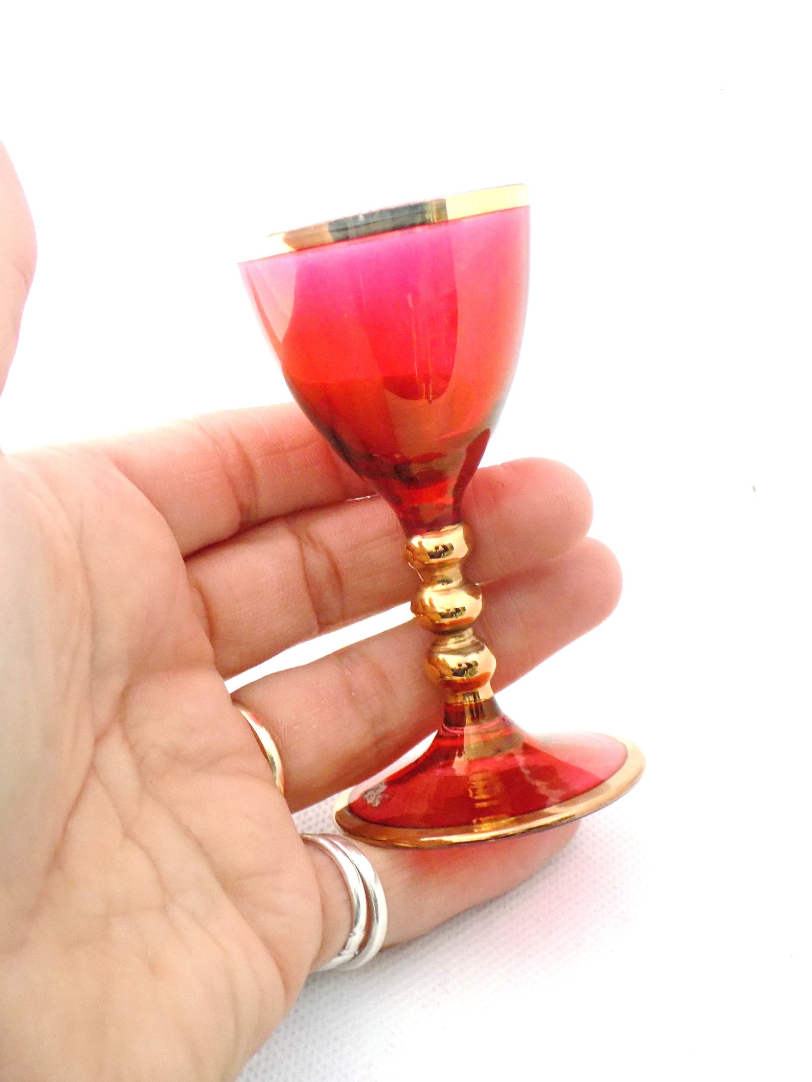 Red Glass Mini Goblet mead glass Spirit glasses altar Etsy