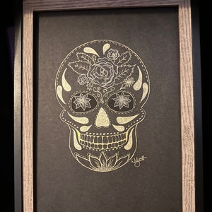 Original Art Work , Skull Rose, unframed, unframed ink drawing, witchcraft, wiccan,pagan, gothic, artwork, local Artist, Skull drawing