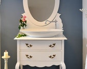 Washbasin with mirror Countertop sink Ceramic Country house Bathroom furniture Shabby Chic Washbasin base cabinet Nostalgia