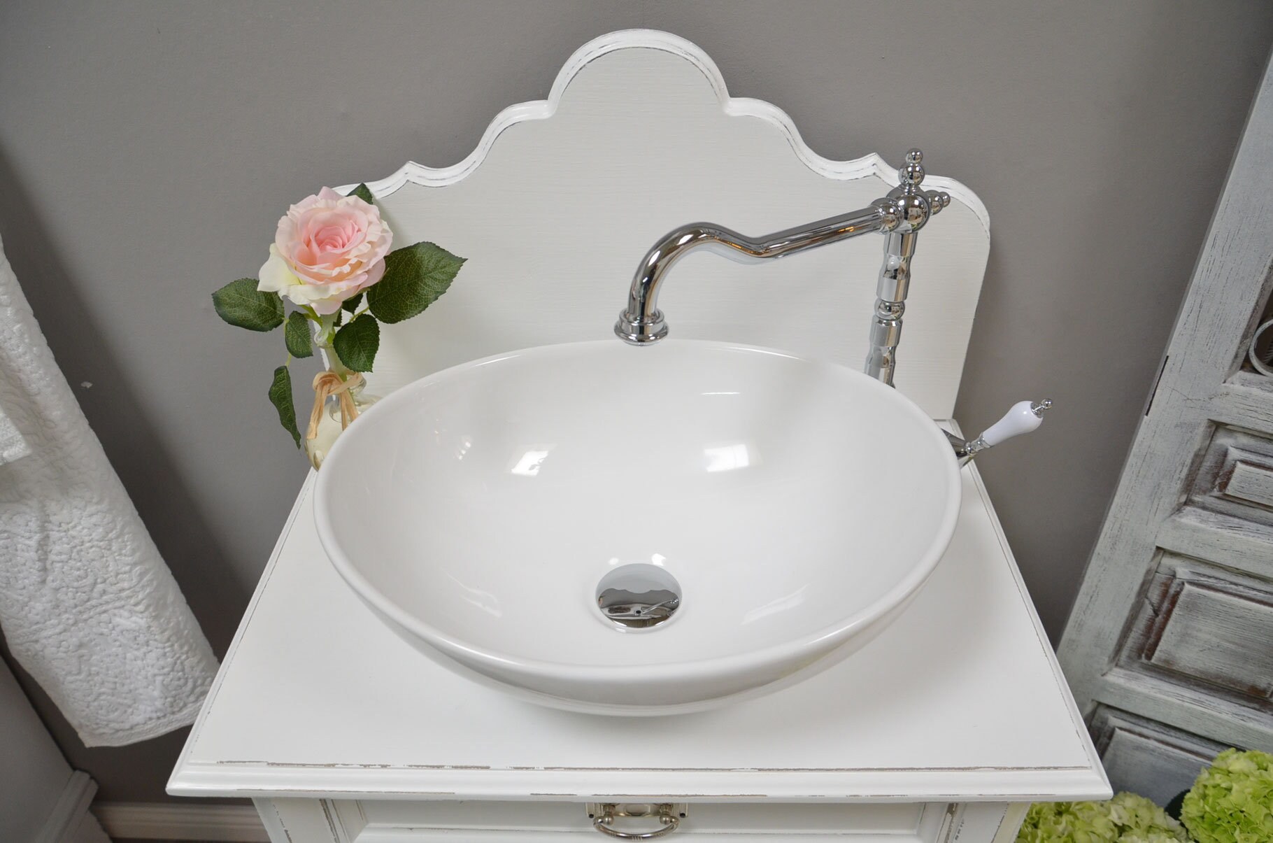 Gäste-Waschtisch shabby-chic mit Keramikwaschbecken Badmöbel | Etsy
