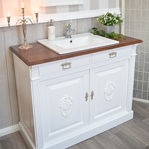 Massive Country Chest of Drawers Bathroom Furniture Country Style Vintage Shabby Chic