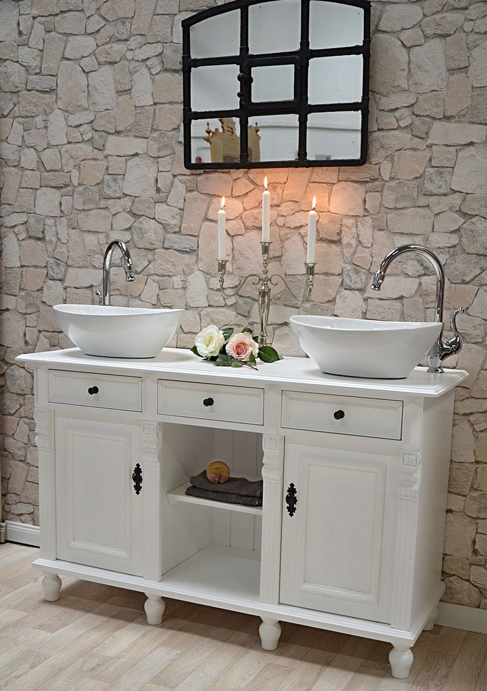 Doble lavabos estilo rústico con lavabo de cerámica muebles de | Etsy