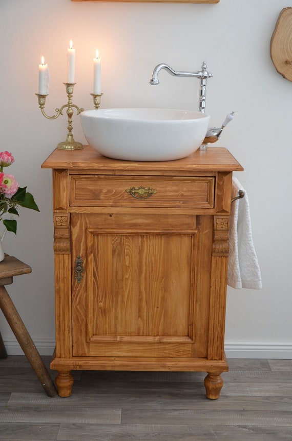 Solid Wood Washbasin With Sink And Towel Bar Etsy