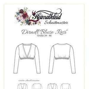 Sewing pattern dirndl blouse Resi