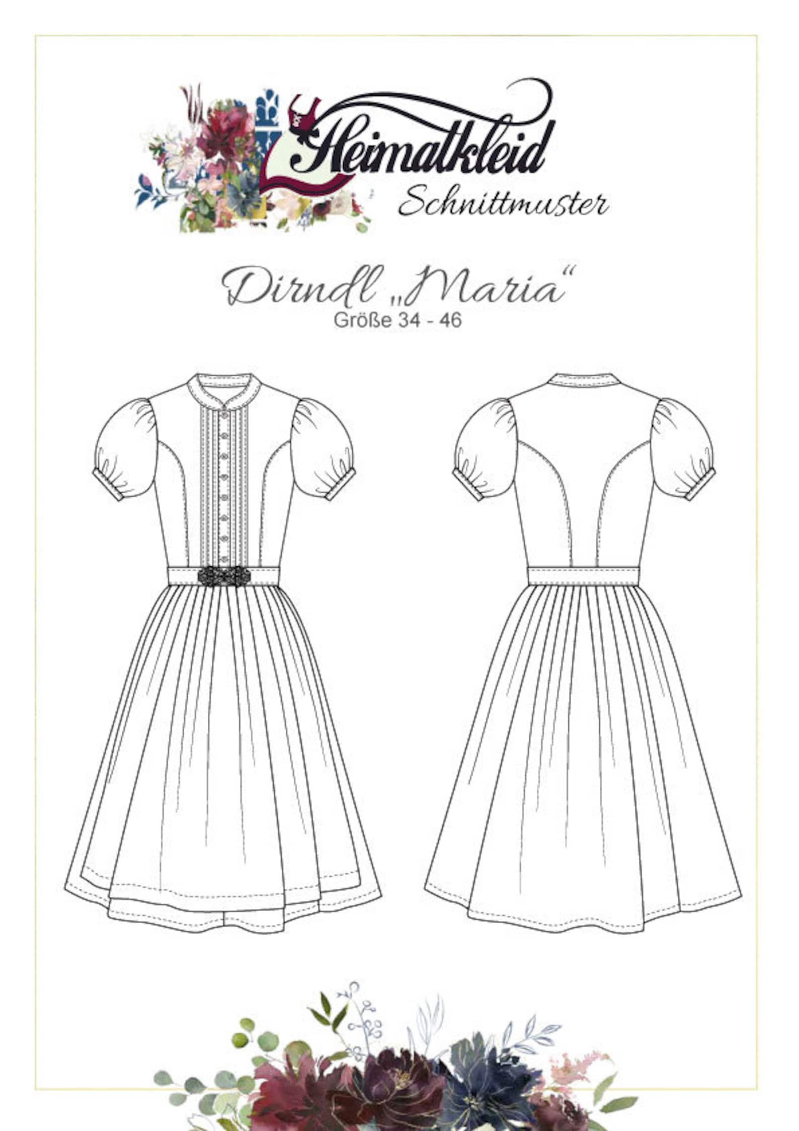 Schnittmuster für Dirndl Maria, hochgeschlossen, Kurzarm (34-46)