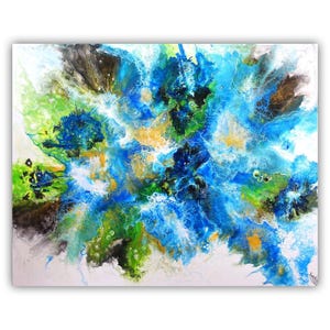 Maldive - quadro astratto su tela blu verde dipinto originale 100x80 - dipinto originale dipinto a mano su tela