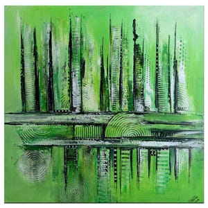 Dipinto originale astratto verde - dipinto acrilico unico 80 x 80 cm - dipinto originale dipinto a mano su tela tesa su telaio