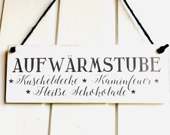 Holzschild Türschild Weihnachtsschild Aufwärmstube