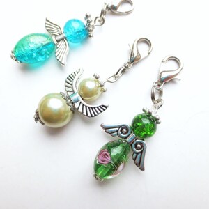3 pieces angel, guardian angel, pearl angel, green, colorful, glass beads, gift idea Easter, Corona, souvenir, lucky charm
