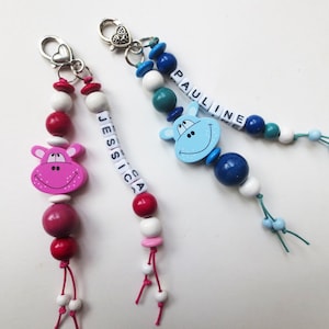 1 peça, chaveiro de uma peça, pingente de bolsa, amuleto da sorte, hipopótamo, nome desejado, seleção de modelo, contas de letras, personalizável