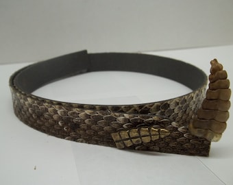 3/4 Inch Western Diamondback Rattlesnake Hatband w/ Rattle