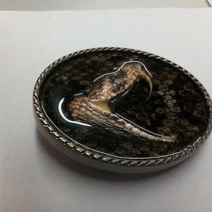 Western Diamondback Rattlesnake Single Head Belt Buckle