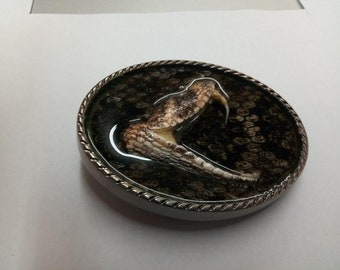 Western Diamondback Rattlesnake Single Head Belt Buckle