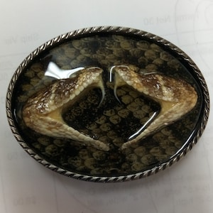 Western Belt Buckle with Two Western Diamondback Half Heads