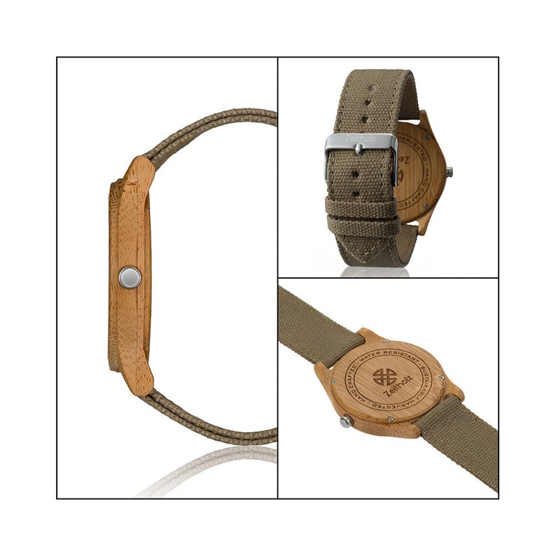 Idea regalo alla moda elegante fatto a mano braccialetto in legno di bambù donna uomo orologio unisex fatto a mano spedizione gratuita immagine 4