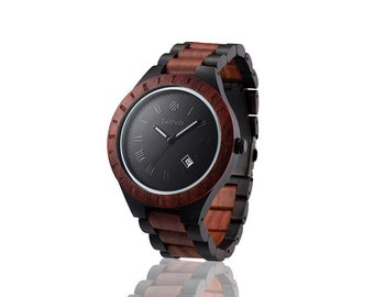 Reloj de pulsera de madera Reloj de hombre Sölden - sándalo hecho a mano anti-alergénico sin envío al níquel