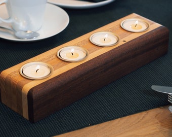 Upcycling Teelichthalter aus Holz | Adventskranz | Teelicht | Kerzenhalter