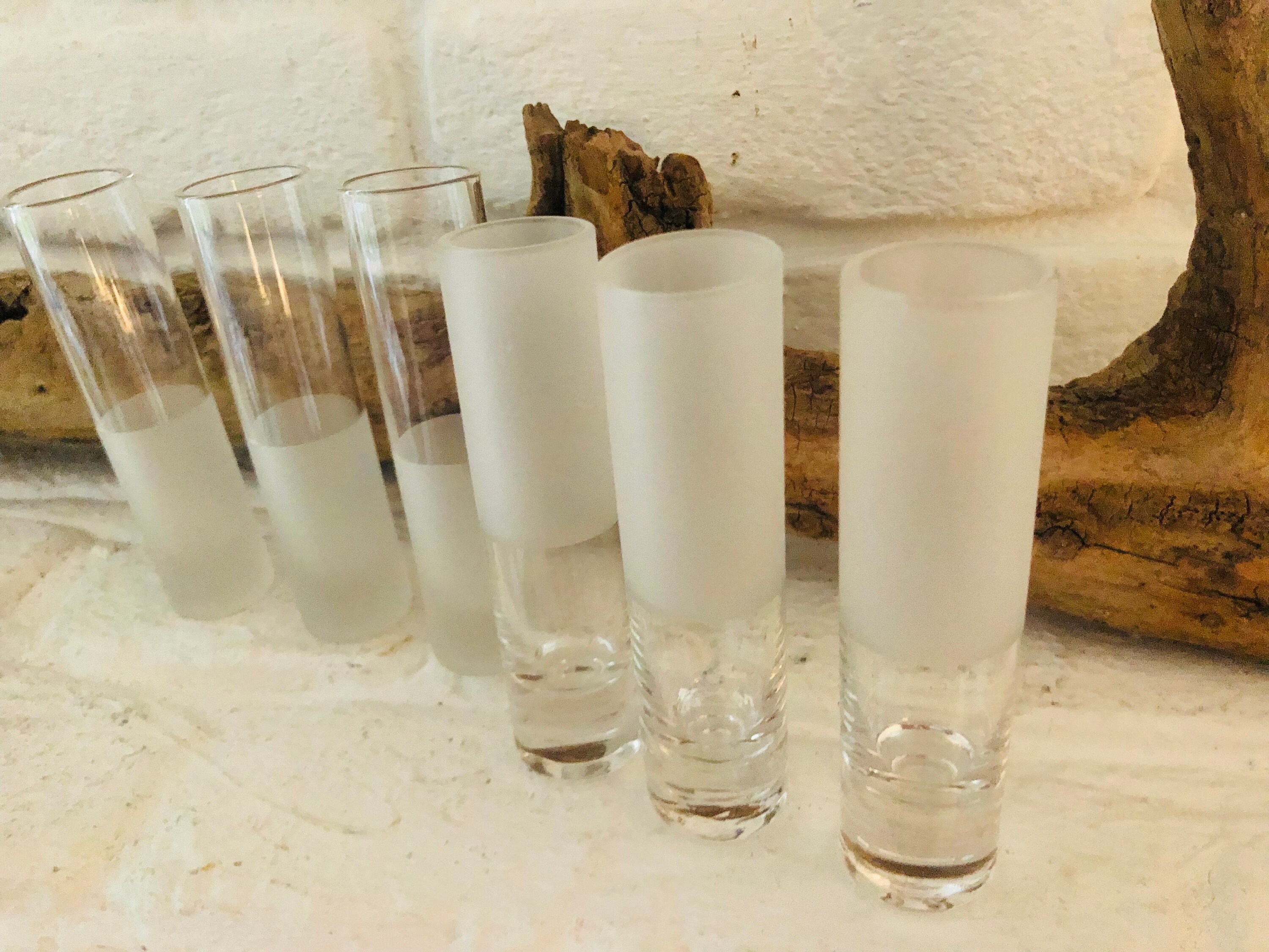 Shabby* 6 wunderschöne Schnapsgläser Likörgläser Pinnchen Slivovitz Sliwowitz Slibovitz No 2