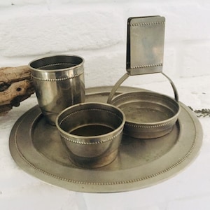 Frankreich* 4 tlg uralte Menage Milchkännchen Zuckerdose Tablett  Servierset*  Patina* silber