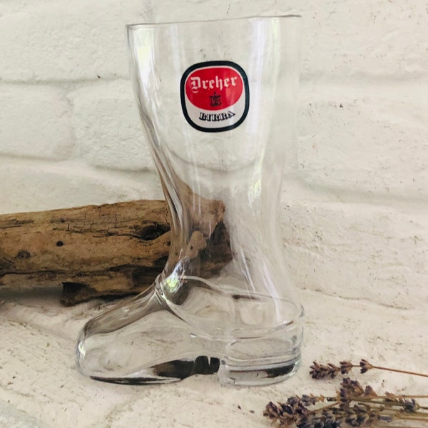 Vintage*  große Bier Stiefel Bierglas…1/2 Liter…Glas * Dreher Bierra