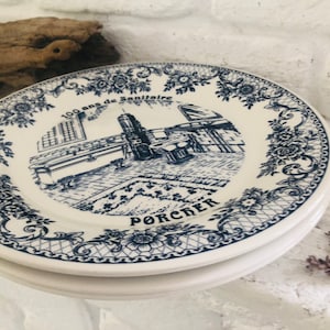 France*3x old serving plates dinner plates blue white GIEN *