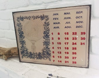Hängen Retro Nostalgie Dauerkalender Creme Vintage 40 x 19.5 Kalender Umblättern 