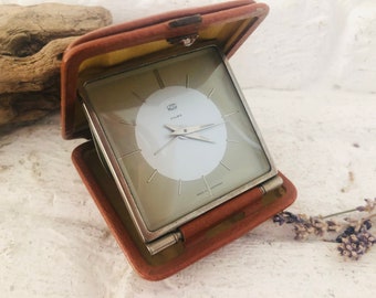 small vintage table clock travel alarm clock skandi hygge shabby