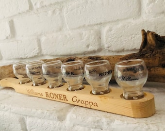 Vintage* 6-piece grappa glasses set * liquor board, liquor plate, liquor glasses pin