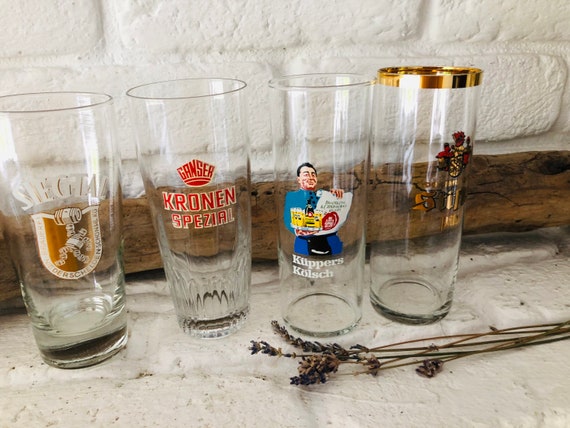 Vintage Set of 4 Beer Glasses Collection International Beer Glasses 