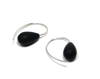 Earrings Onyx 925 silver matt