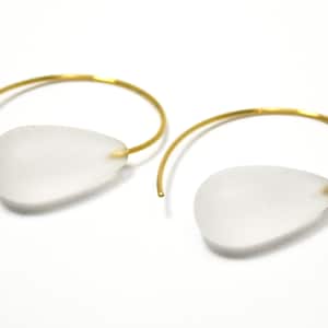 Earrings rock crystal 925 silver gold-plated matt