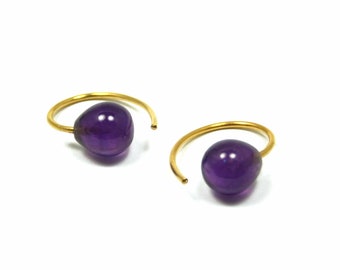 Earrings Amethyst 925 silver gold plated