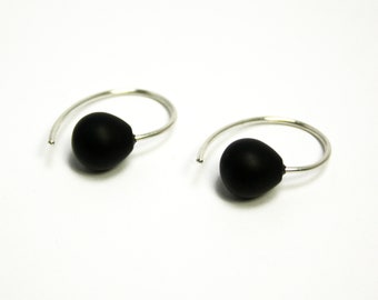 Earrings Onyx 925 silver matt