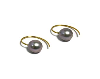 Earrings pink freshwater pearl 925 silver gilded.