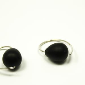 Earrings Onyx 925 silver matt