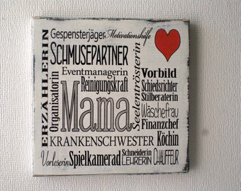 MUTTERTAGSGESCHENK, Holzschild  Mutter, Mama, Muttertag