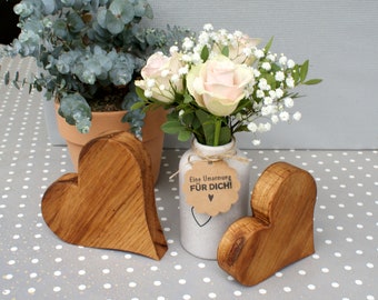 Set of 2 wooden hearts for standing, OAK hearts 13 and 16 cm, HEART made of oak