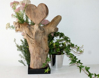 Wooden sculpture with HEART 37 cm, WOOD ART, decorative object